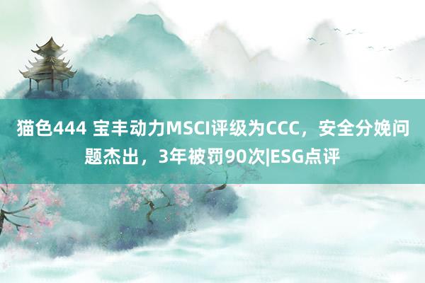 猫色444 宝丰动力MSCI评级为CCC，安全分娩问题杰出，3年被罚90次|ESG点评